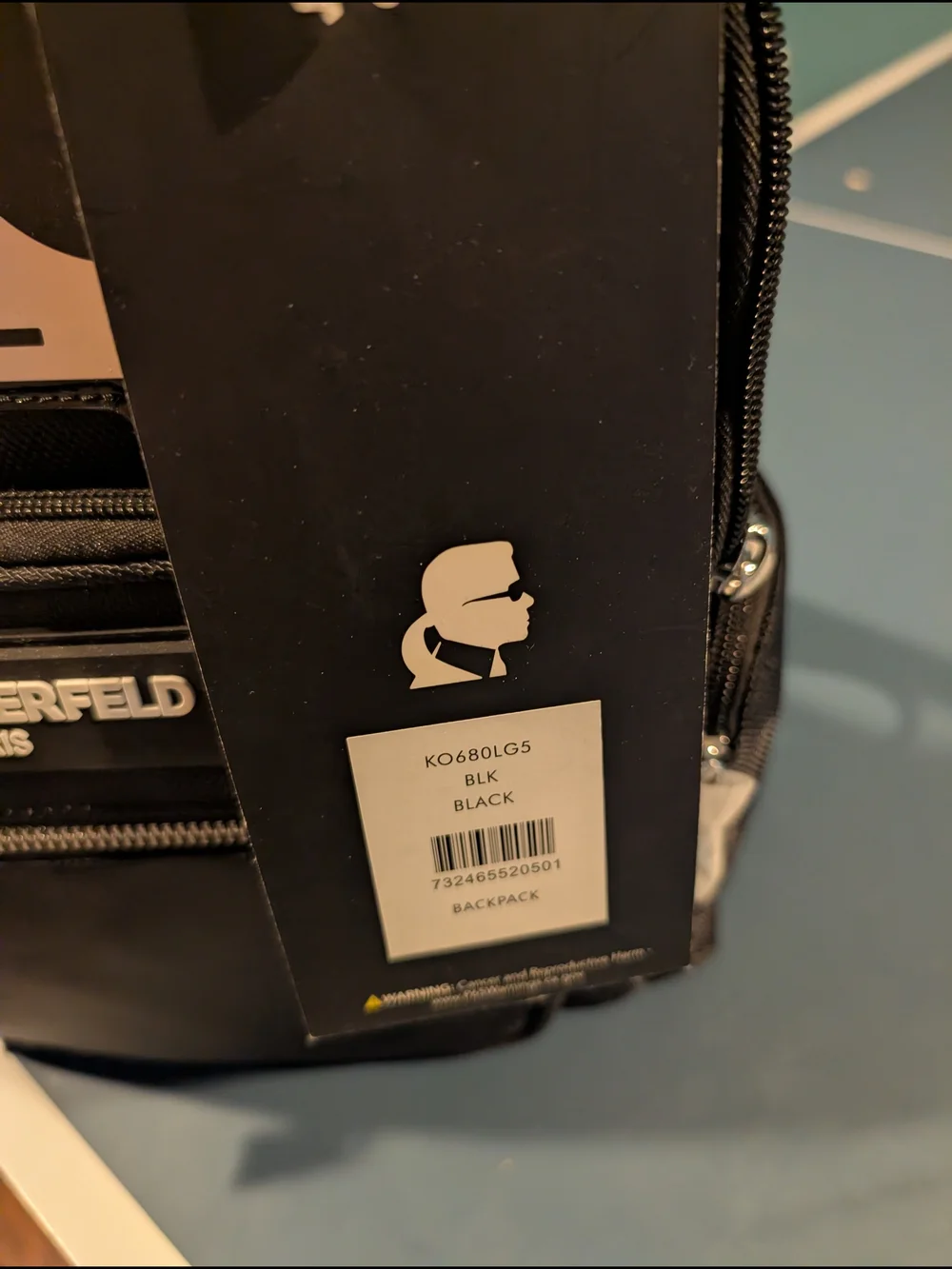 Karl Lagerfeld Black Nylon Backpack with Graphic Logo